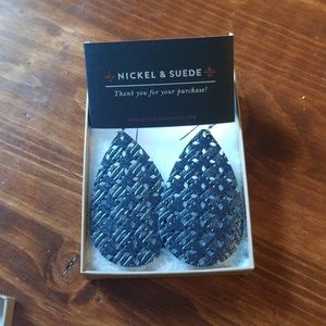 Nickel & Suede Navy Woven Earrings